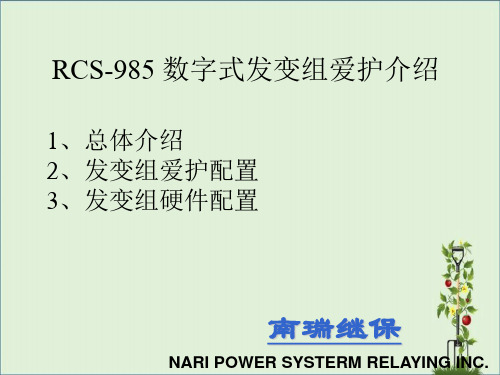 南瑞继保900系列继电保护之元件保护简介概要