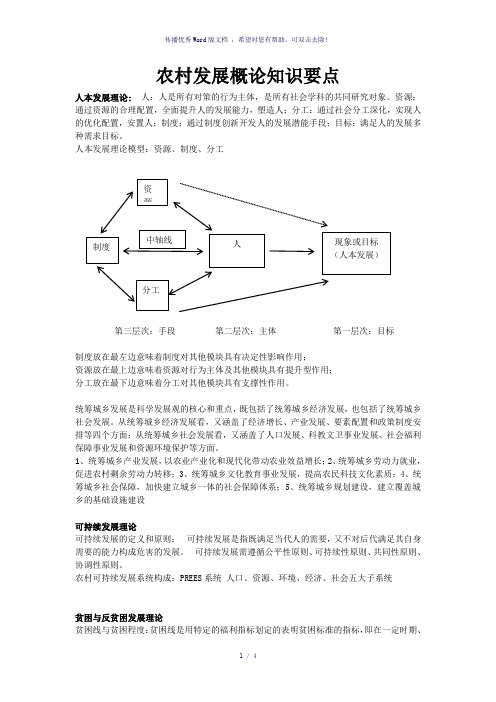 农村发展概论知识要点(第二版陶佩君主编)