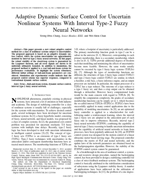 Adaptive Dynamic Surface Control for Uncertain Nonlinear Systems With Interval Type-2 Fuzzy Neural