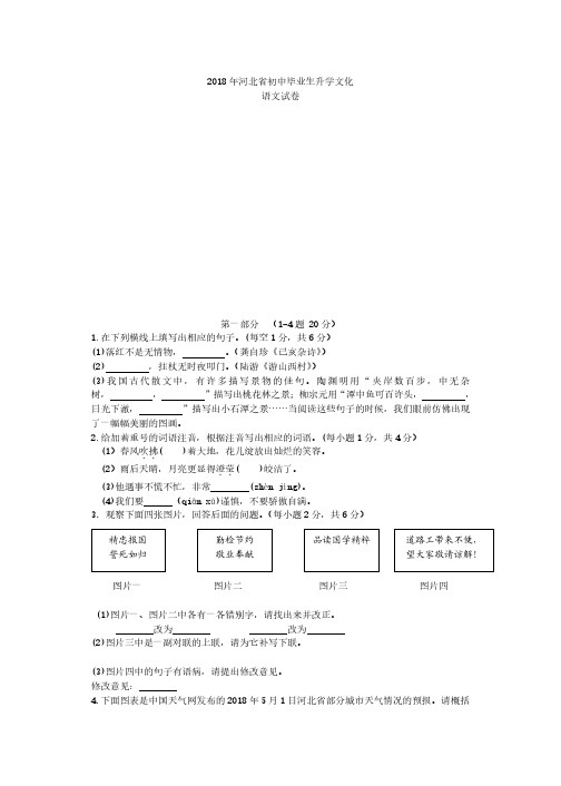 2018年河北省中考语文试题及答案(真题试卷)