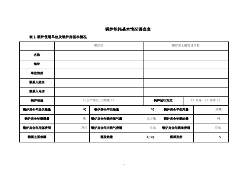 锅炉能耗基本情况调查表