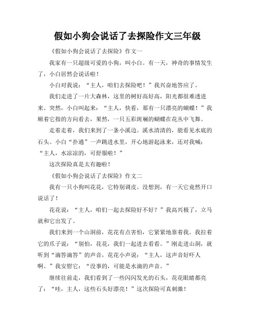 假如小狗会说话了去探险作文三年级