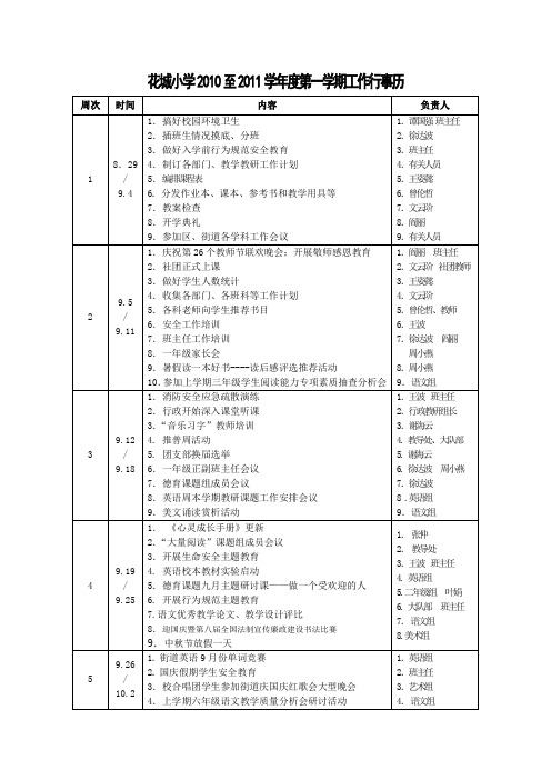 第一学期工作行事历