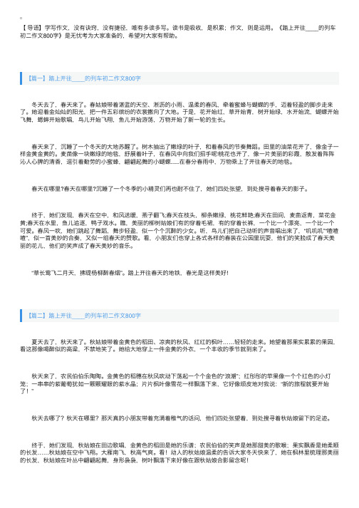 踏上开往____的列车初二作文800字