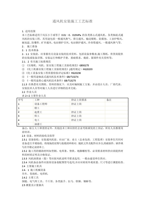 风机施工方案