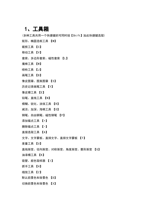 pscs6快捷键大全