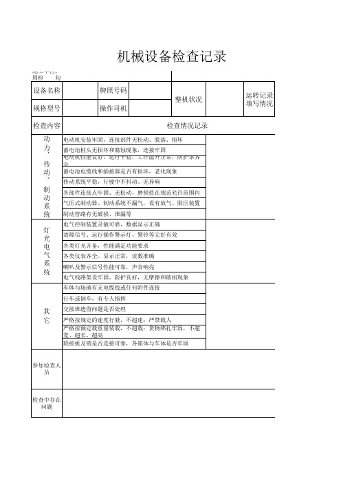 电机车检查表