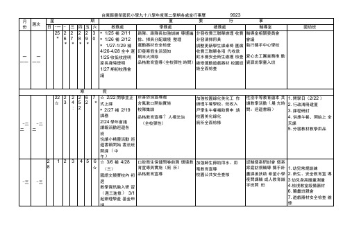 台东县丰荣国民小学九十八学年度第二学期各处室行事历99.2.3(精)