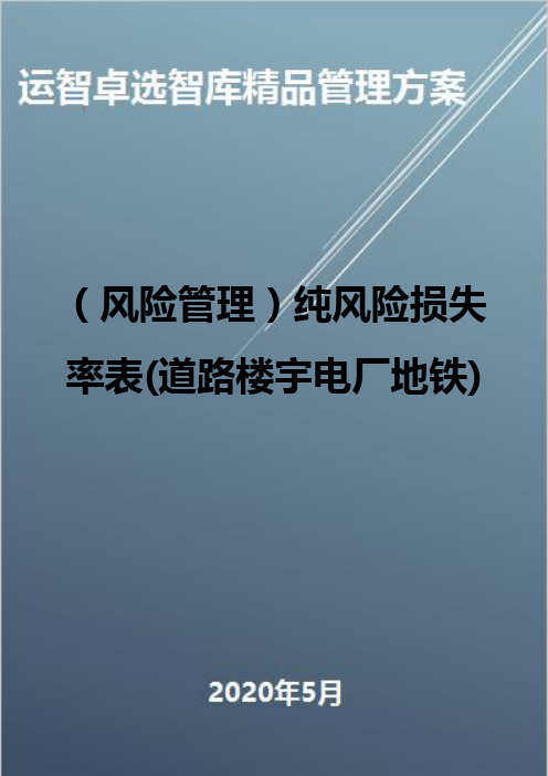 (风险管理)纯风险损失率表(道路楼宇电厂地铁)