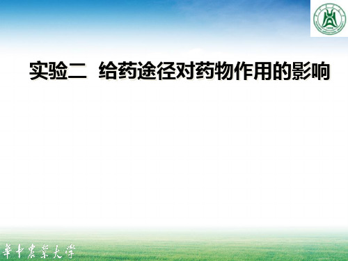 《兽医药理学综合实验》教学课件：实验2 给药途径对药物作用的影响