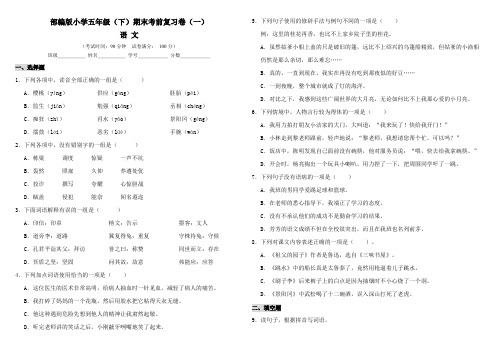 【精编5套期末卷】部编版小学五年级语文(下)期末考前复习卷(含答案)