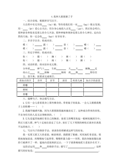 4.我和大猩猩握了手练习题