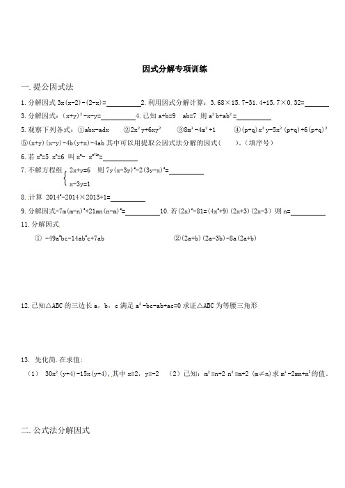 因式分解专项训练