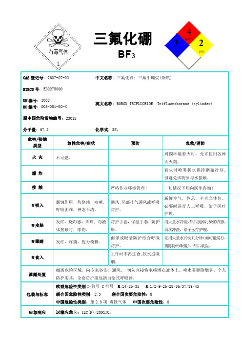 国际化学品安全卡-三氟化硼