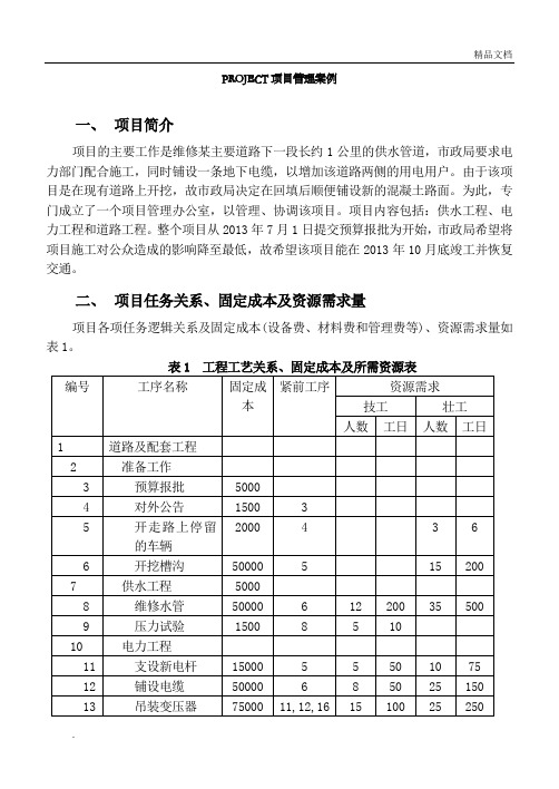 PROJECT项目管理案例作业