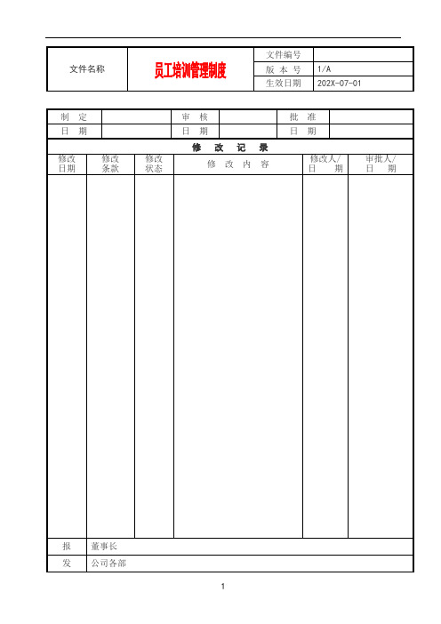 公司员工培训管理制度(附表格模版)