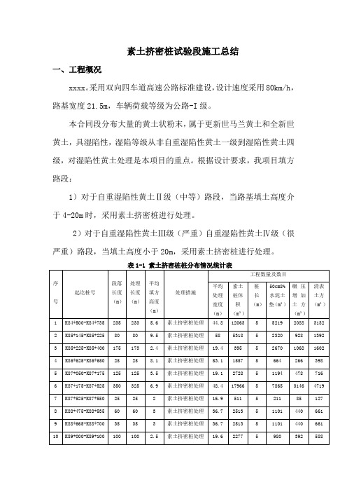 素土挤密桩试验段施工总结