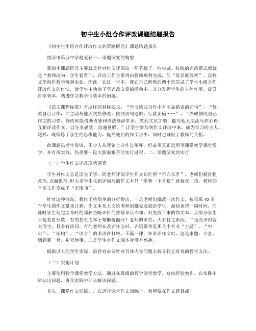 初中生小组合作评改课题结题报告