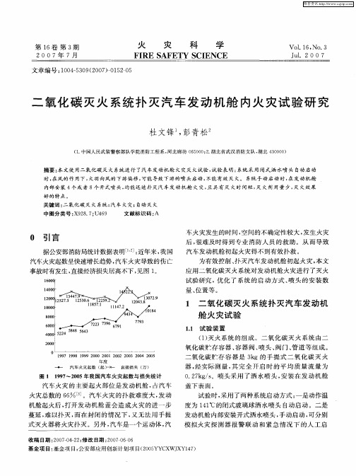 二氧化碳灭火系统扑灭汽车发动机舱内火灾试验研究