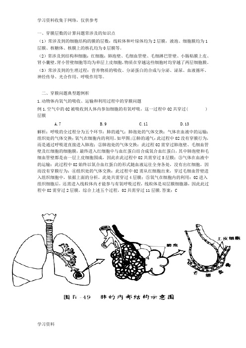 高中生物穿过生物膜问题