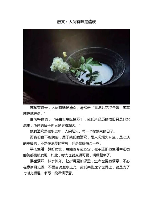 散文：人间有味是清欢