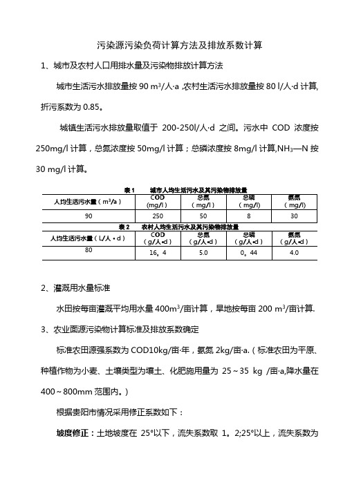 污染源污染负荷计算方法