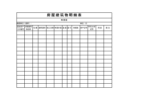 房屋建筑物明细表