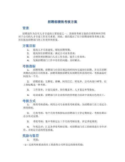 招聘部绩效考核方案