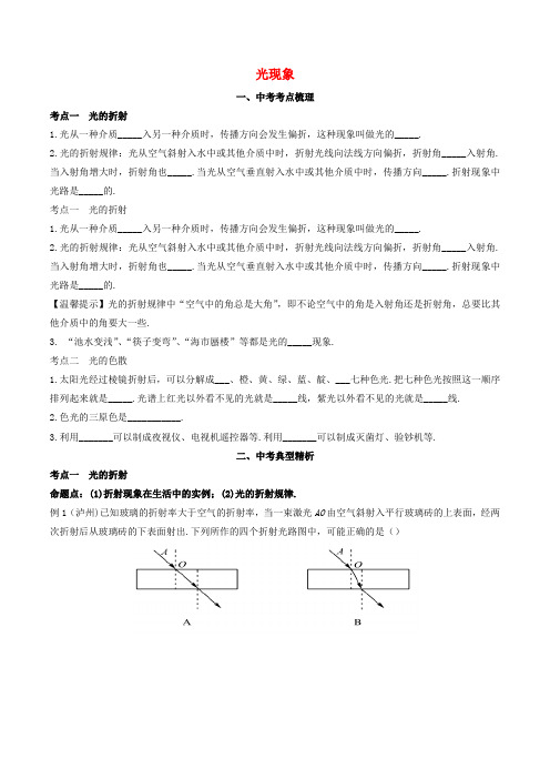 2021中考物理核心考点训练第四章光现象(二)