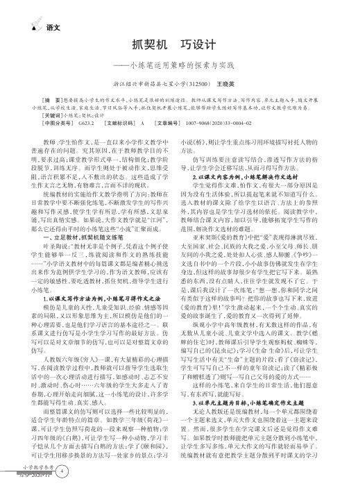 抓契机 巧设计——小练笔运用策略的探索与实践