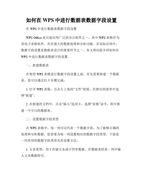 如何在WPS中进行数据表数据字段设置