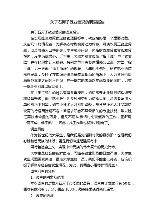 关于石河子就业情况的调查报告