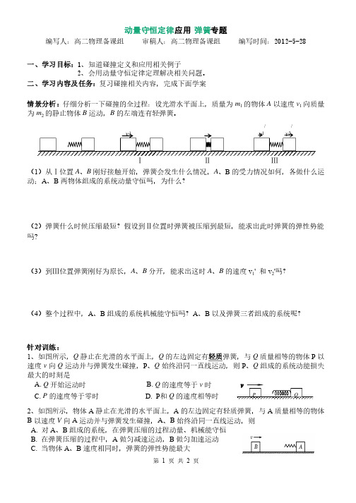 动量守恒定律应用弹簧专题