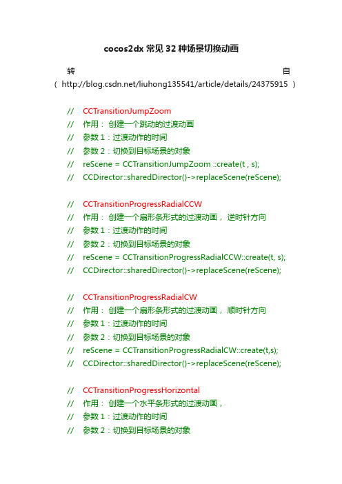 cocos2dx常见32种场景切换动画