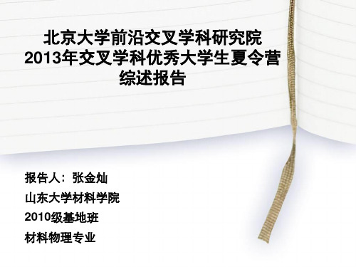 北京大学前沿交叉学科研究院2013年夏令营营员综述报告——山东大学张金灿