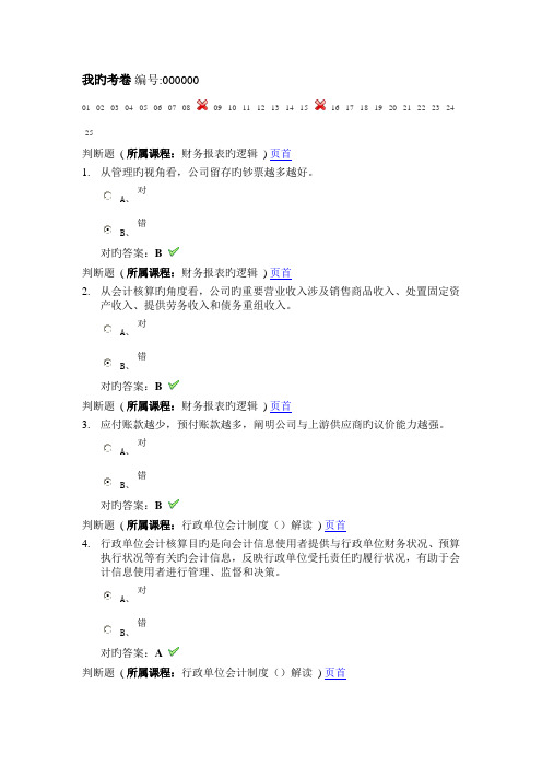 2022年会计从业资格继续教育试卷及答案一