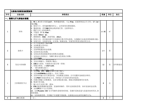 大屏显示系统技术参数要求