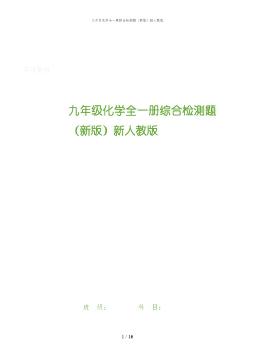 项城市某中学九年级化学全一册综合检测题新人教版