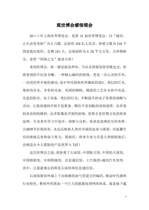 观世博会感悟领会