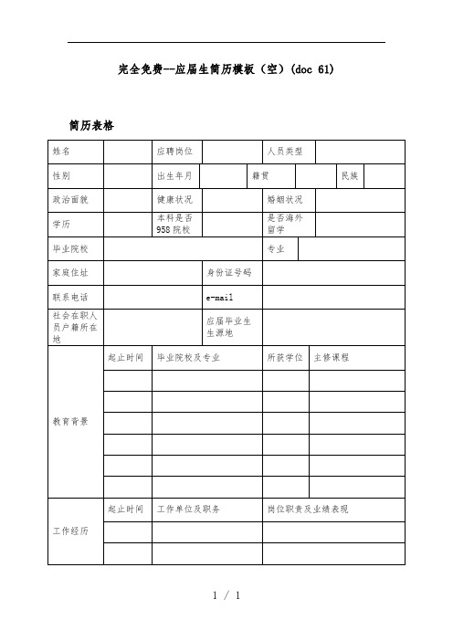 企业员工面试简历表格