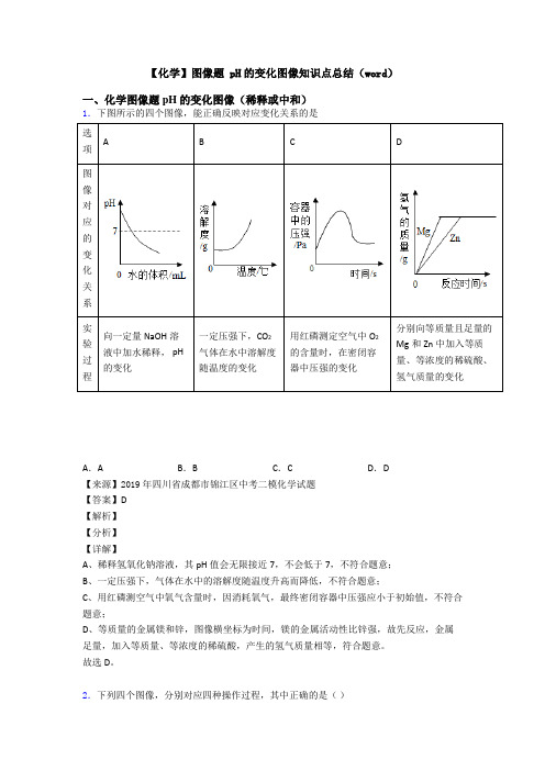 【化学】图像题 pH的变化图像知识点总结(word)