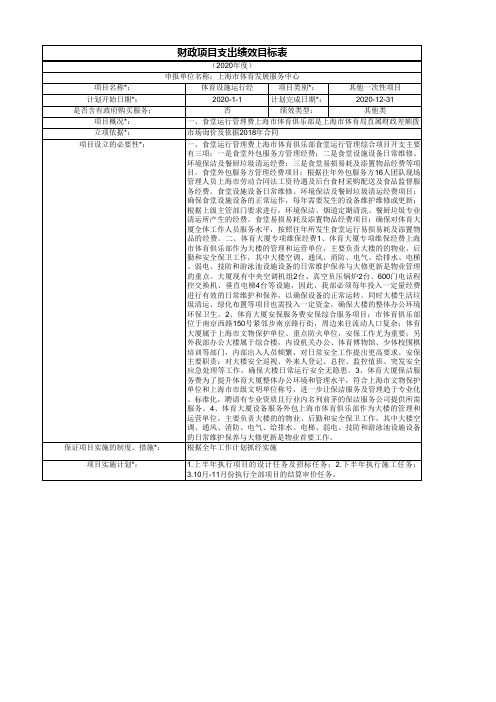 财政项目支出绩效目标表[015]