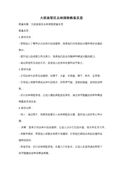 大班益智区丛林探险教案反思