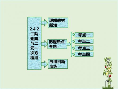 2019-2020学年高中数学2.4逆变换与逆矩阵2.4.2二阶矩阵与二元一次方程组课件苏教版选修4_2