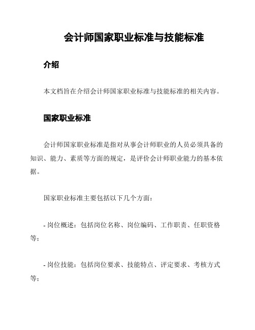 会计师国家职业标准与技能标准