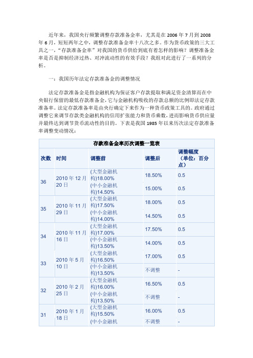 宏经论文——法定准备金率调整的原因及其效应