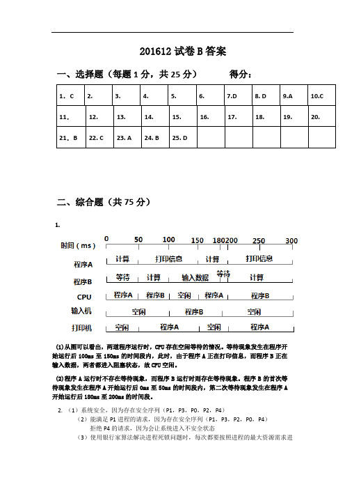 杭电操作系统201612B答案