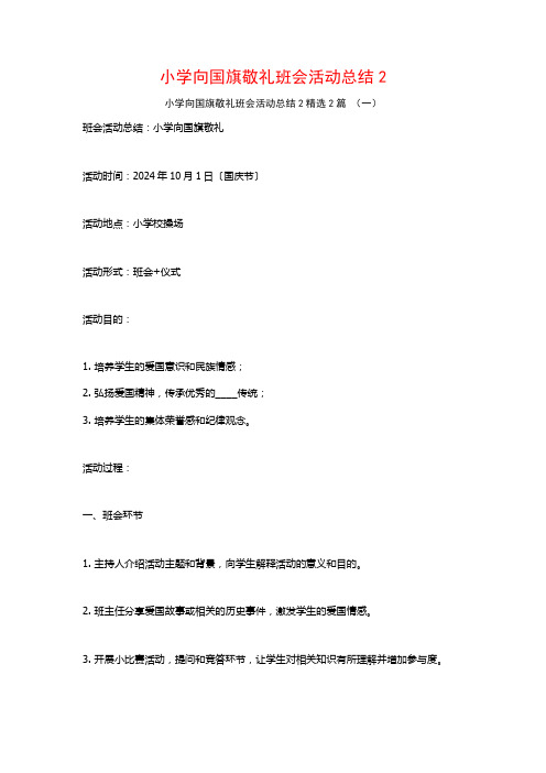 小学向国旗敬礼班会活动总结2篇