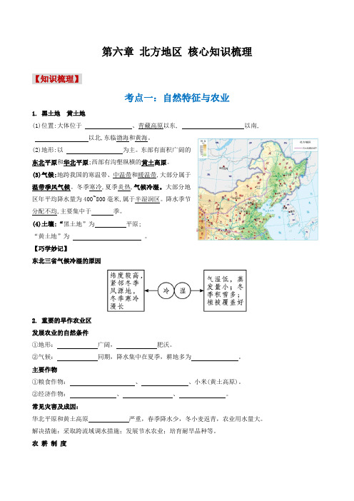 第六章 北方地区(核心知识梳理)-八年级地理下学期期中期末考点大串讲(人教版)