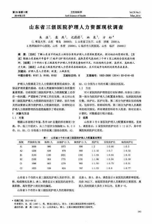 山东省三级医院护理人力资源现状调查